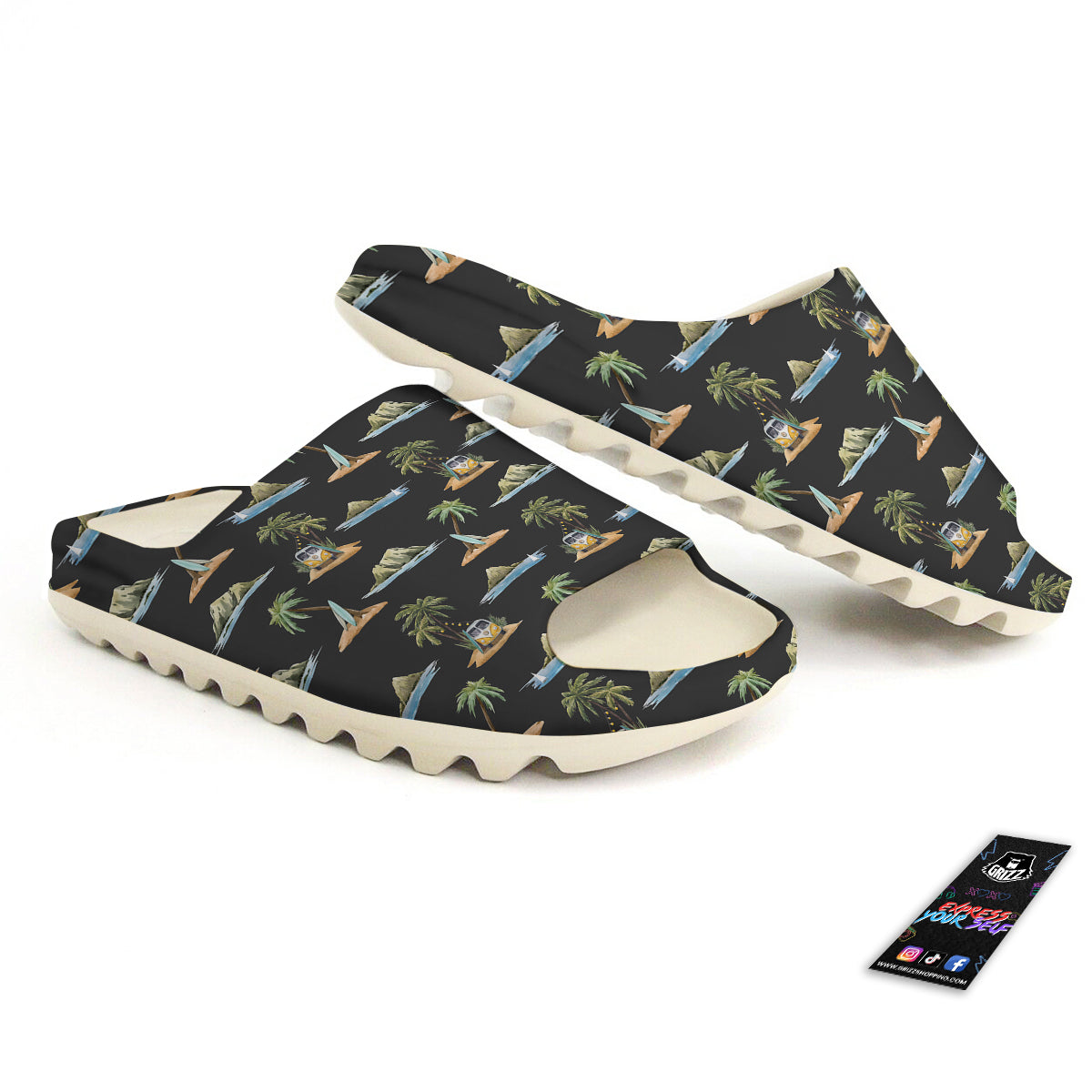 Surfing Watercolor Print Pattern Sandals-grizzshop