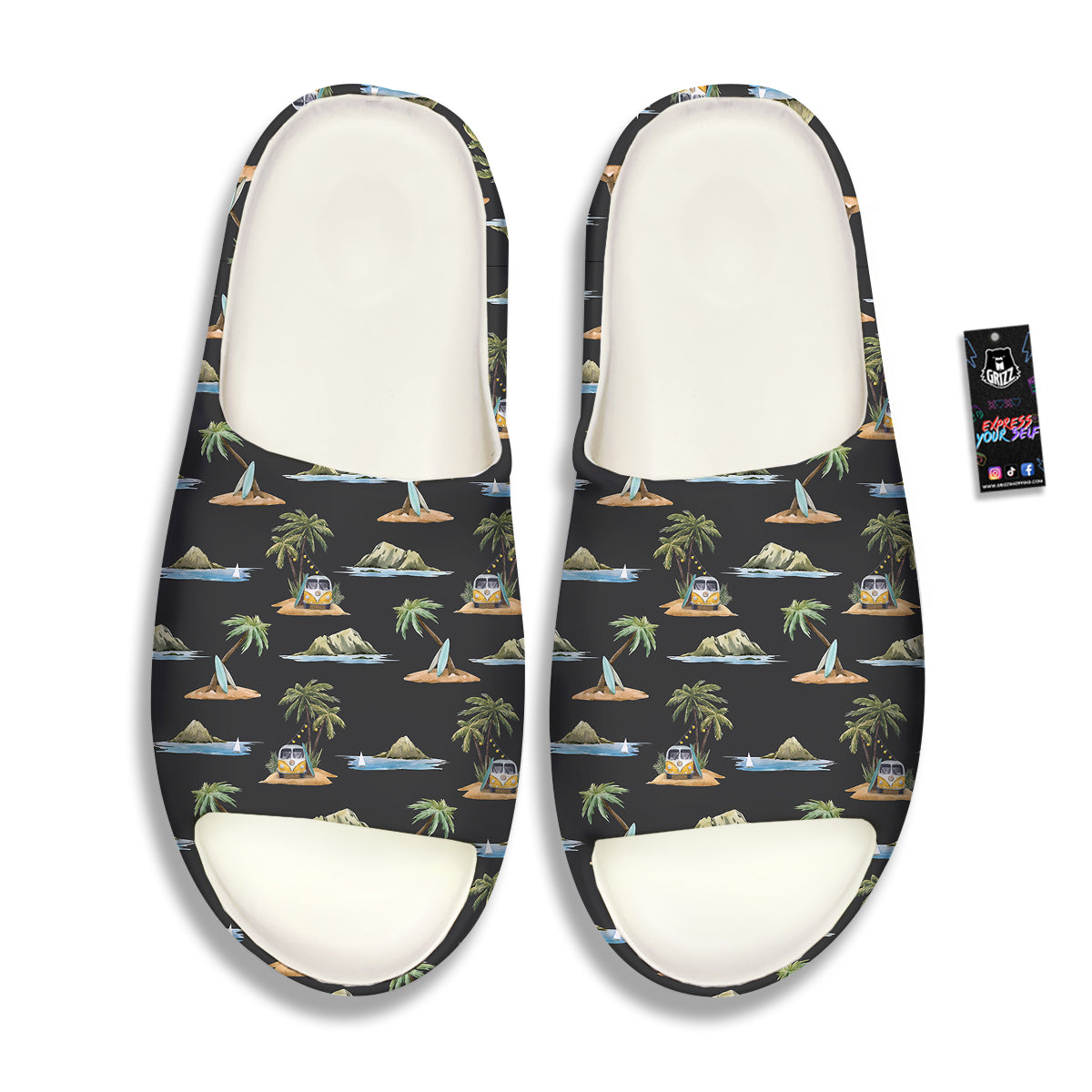 Surfing Watercolor Print Pattern Sandals-grizzshop