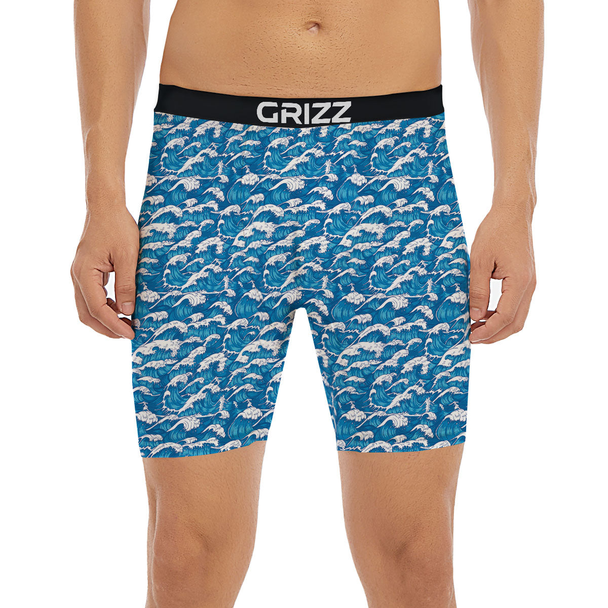 Surfing Wave Blue Print Pattern Boxer Briefs
