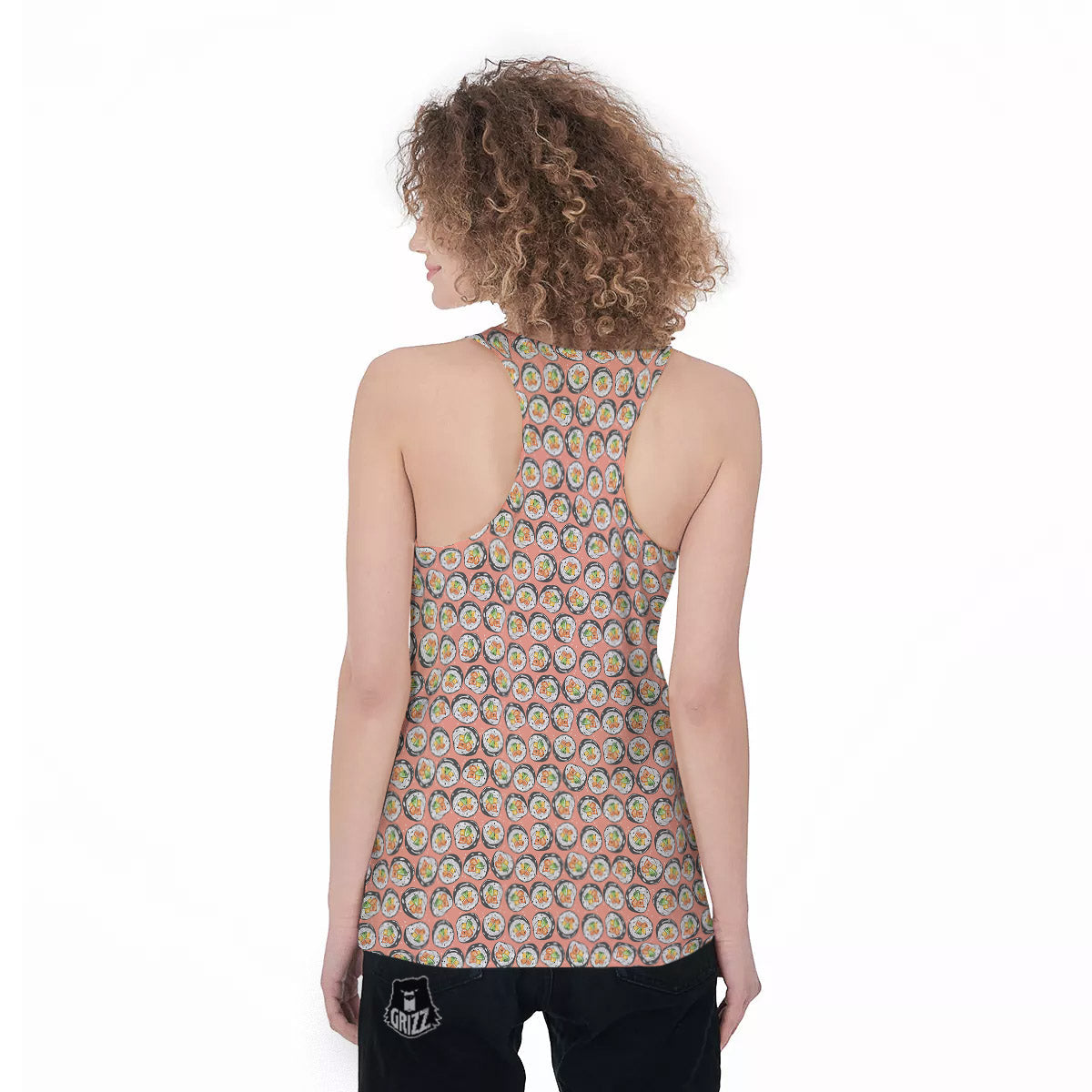 Sushi Colorful Print Pattern Women's Racerback Tank Top-grizzshop