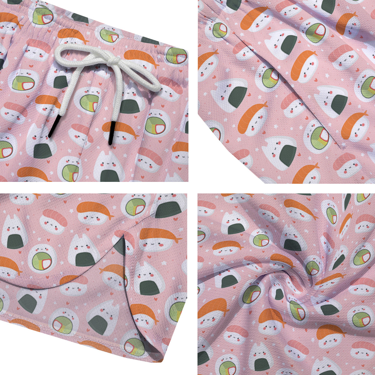 Sushi Cute Japanese Print Pattern Men's Running Shorts-grizzshop