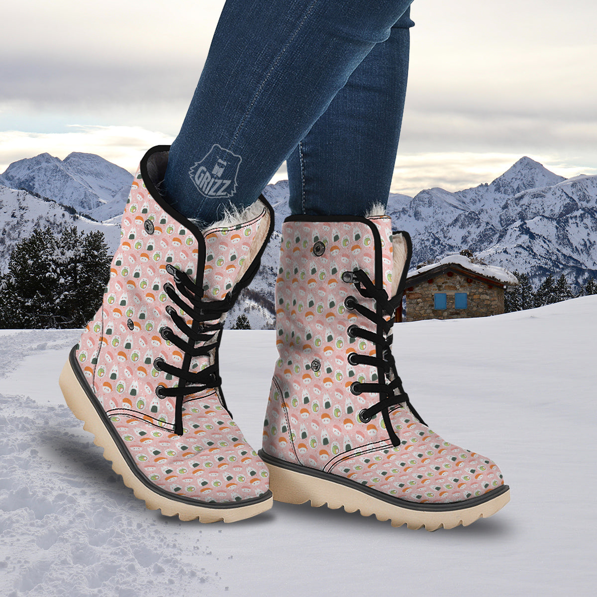 Sushi Cute Japanese Print Pattern Snow Boots-grizzshop
