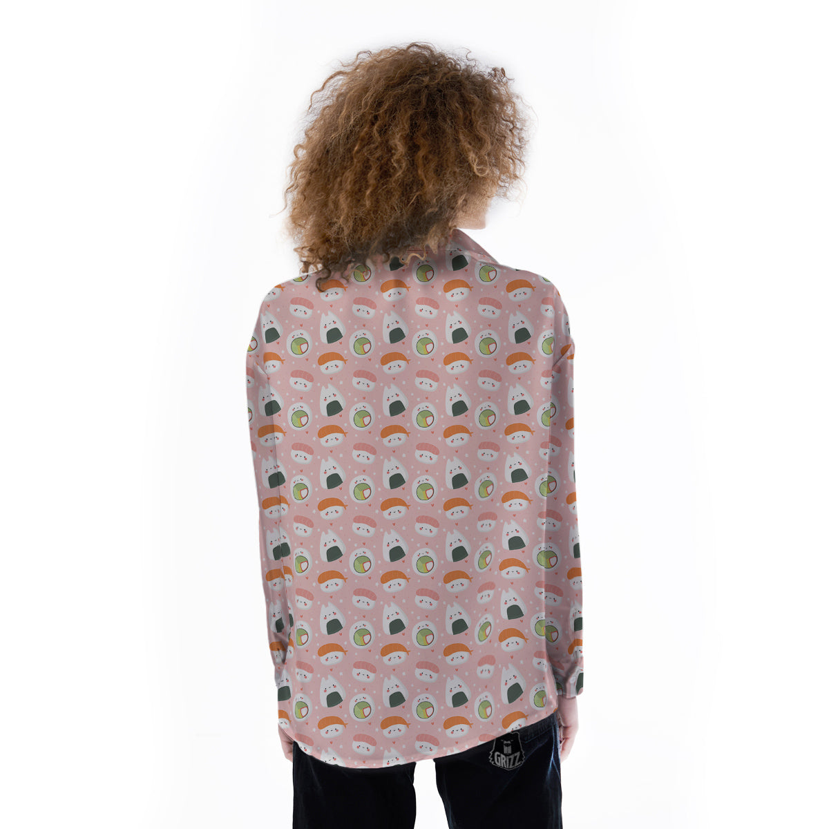 Sushi Cute Japanese Print Pattern Women's Long Sleeve Shirts-grizzshop
