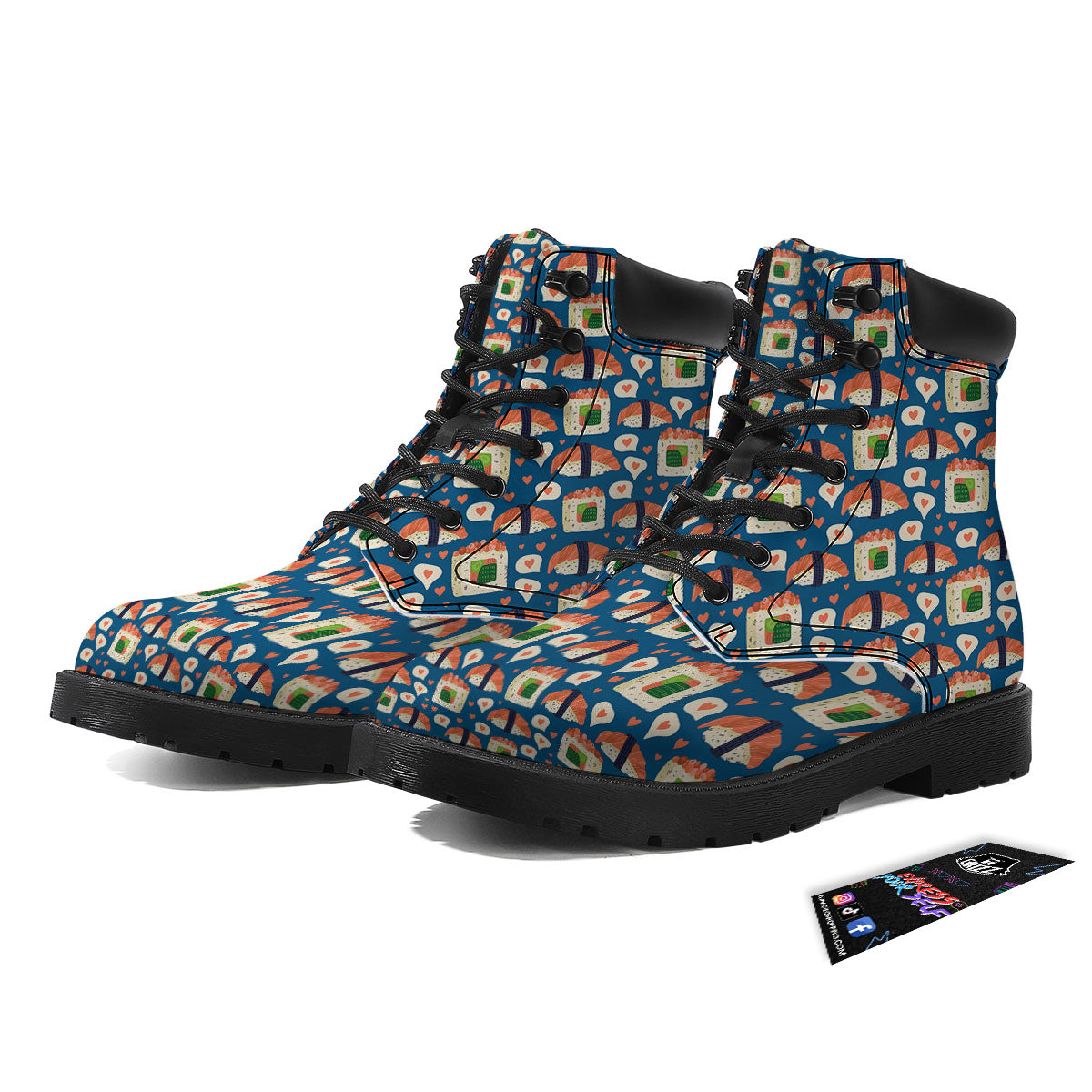 Sushi Doodle Japanese Print Pattern Boots-grizzshop