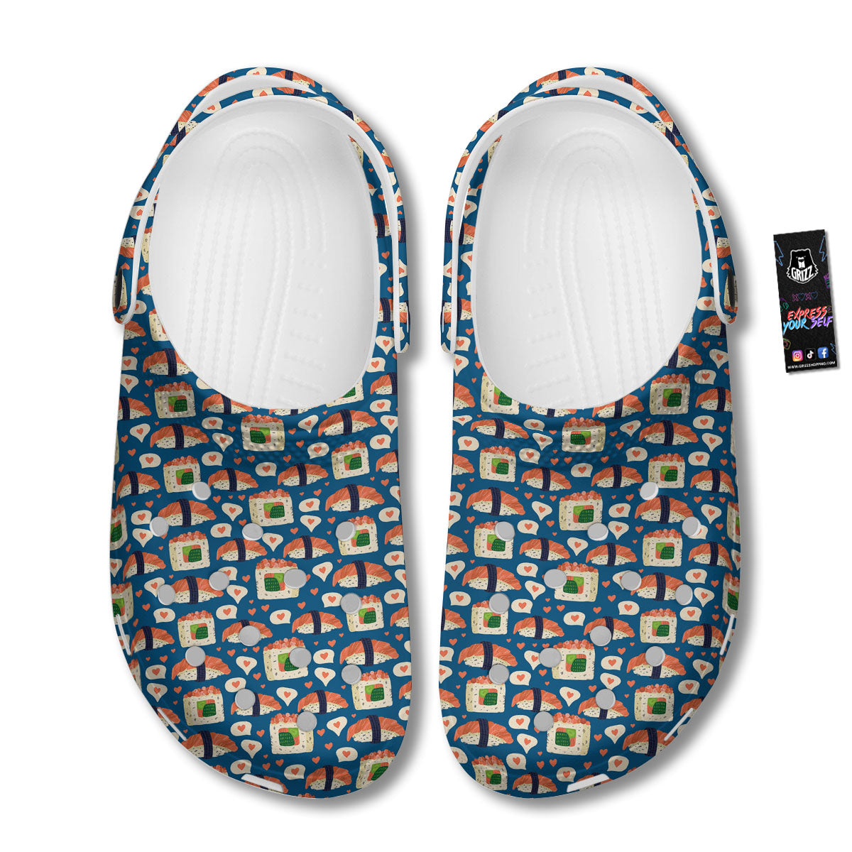 Sushi Doodle Japanese Print Pattern Clog-grizzshop