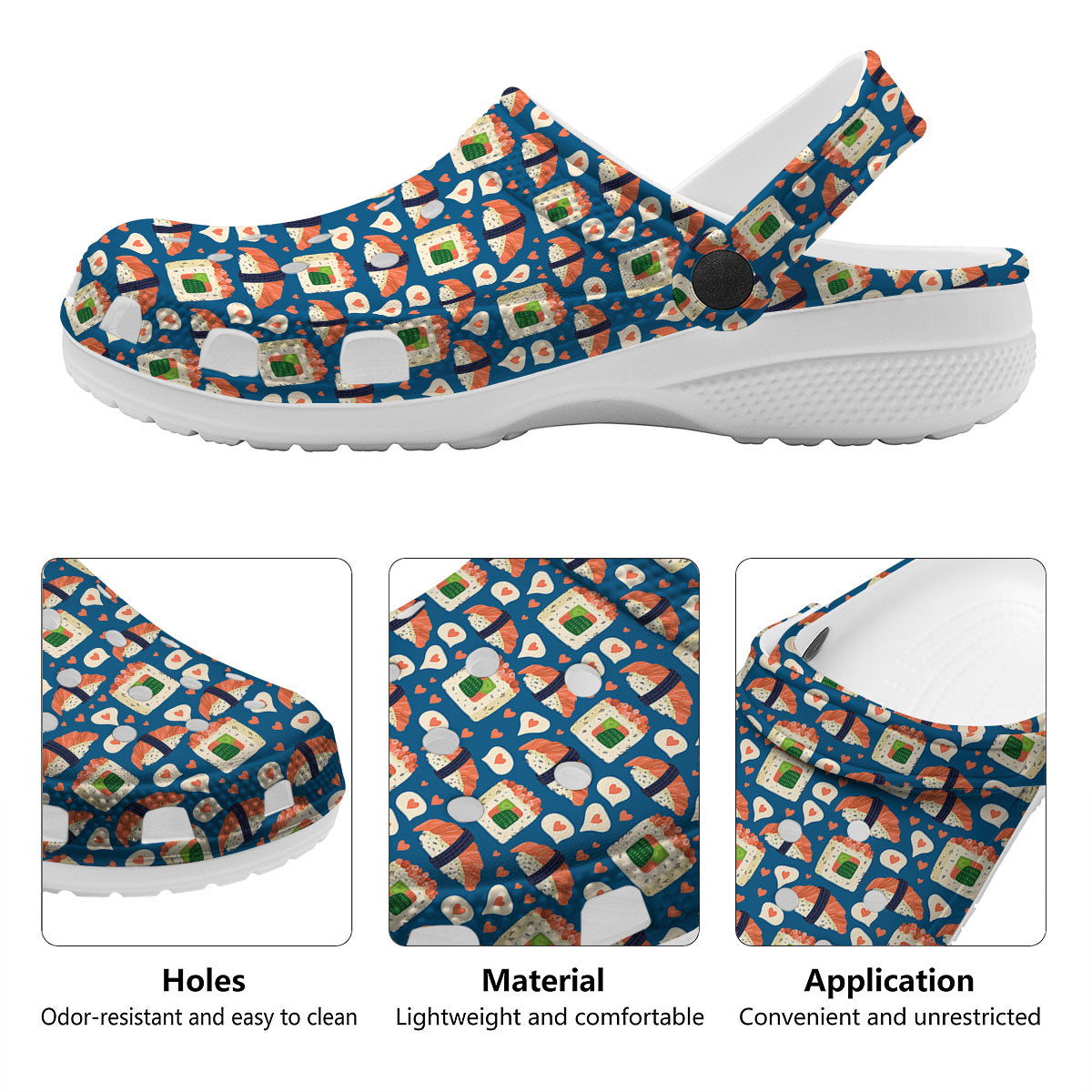 Sushi Doodle Japanese Print Pattern Clog-grizzshop