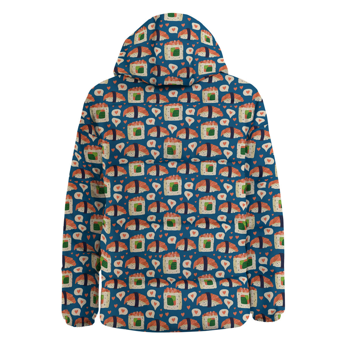 Sushi Doodle Japanese Print Pattern Down Jacket-grizzshop