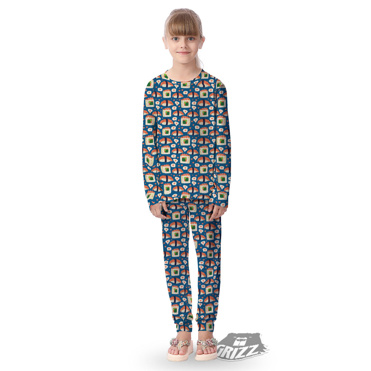 Sushi Doodle Japanese Print Pattern Kid's Pajamas-grizzshop