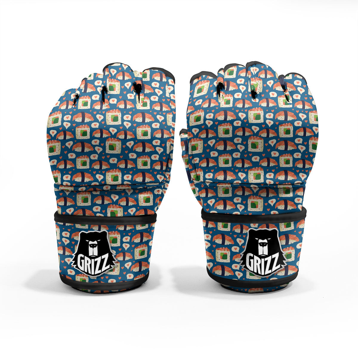 Sushi Doodle Japanese Print Pattern MMA Gloves-grizzshop