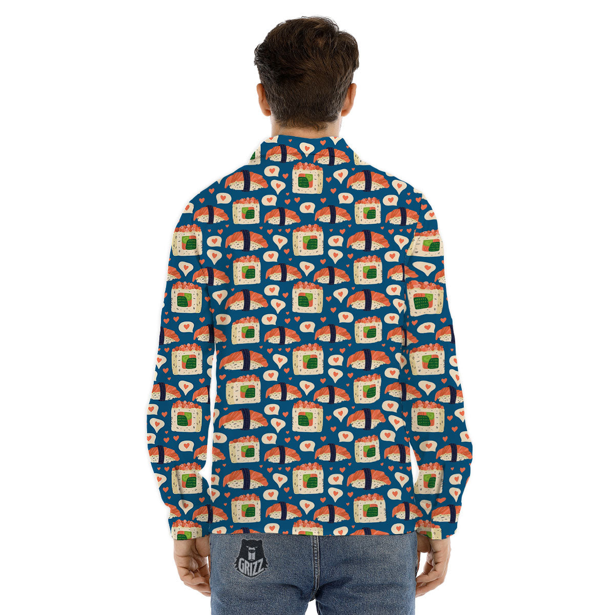 Sushi Doodle Japanese Print Pattern Men's Dress Shirts-grizzshop