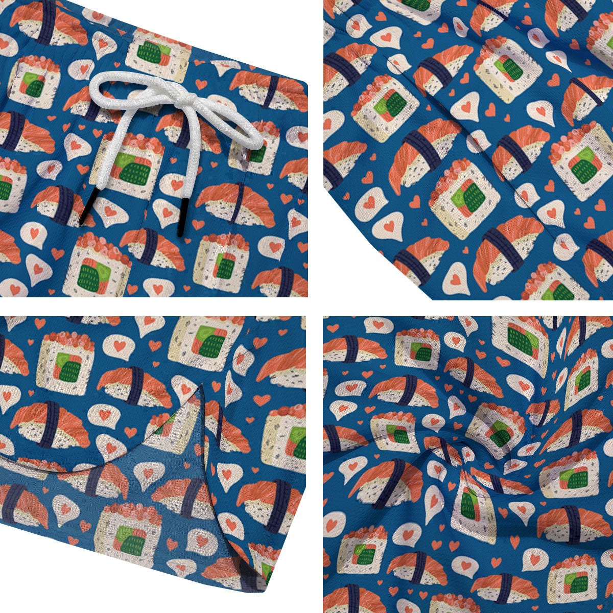 Sushi Doodle Japanese Print Pattern Men's Running Shorts-grizzshop