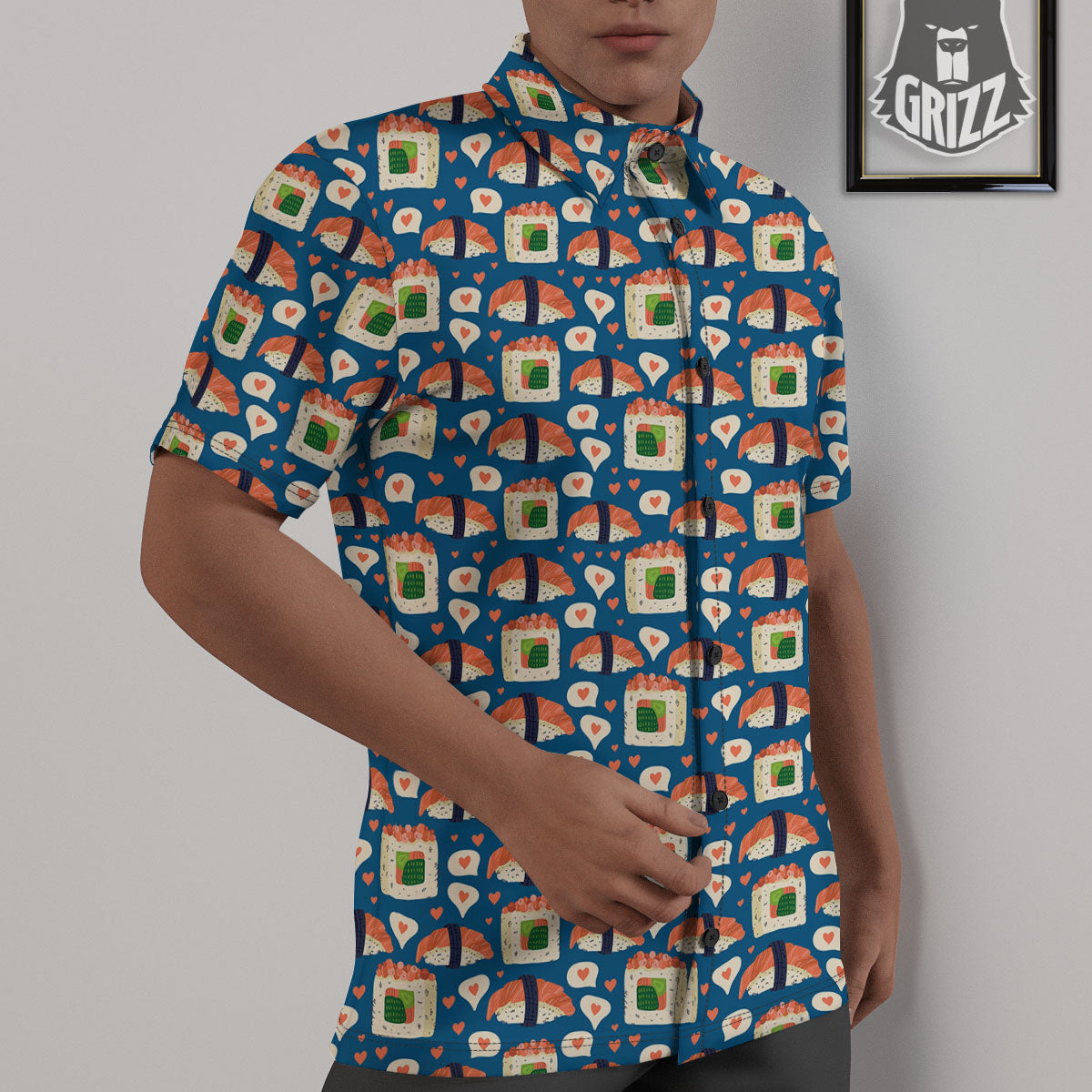 Sushi Doodle Japanese Print Pattern Untucked Shirts-grizzshop