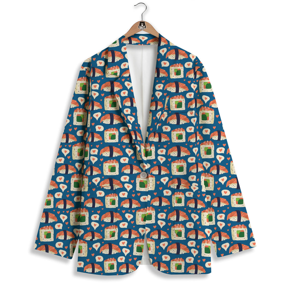 Sushi Doodle Japanese Print Pattern Women's Blazer-grizzshop