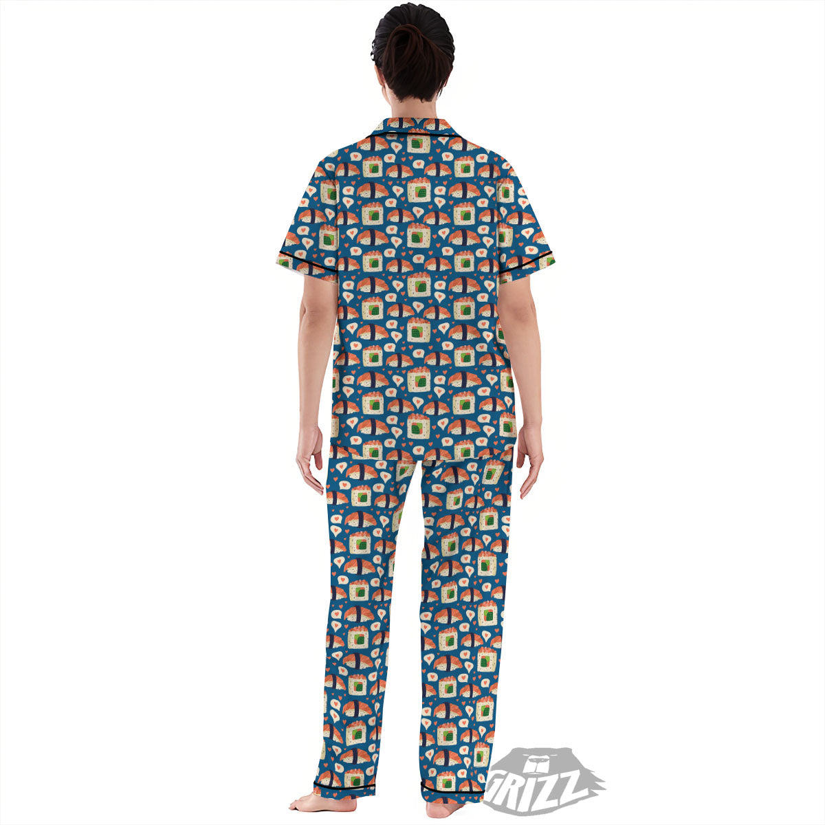 Sushi Doodle Japanese Print Pattern Women's Pajamas Set-grizzshop