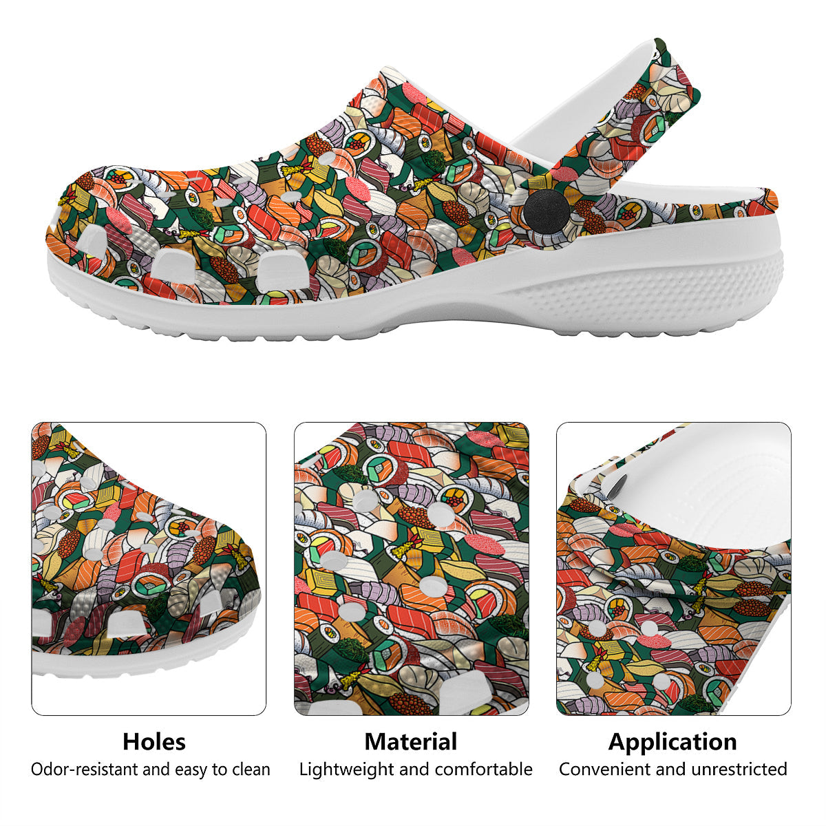 Sushi Japanese Colorful Print Pattern Clog-grizzshop