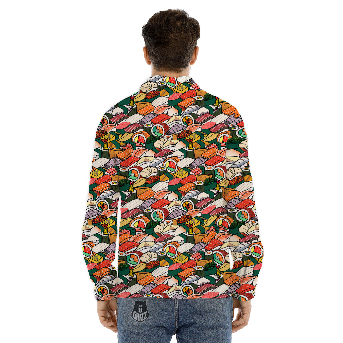 Sushi Japanese Colorful Print Pattern Men's Dress Shirts-grizzshop