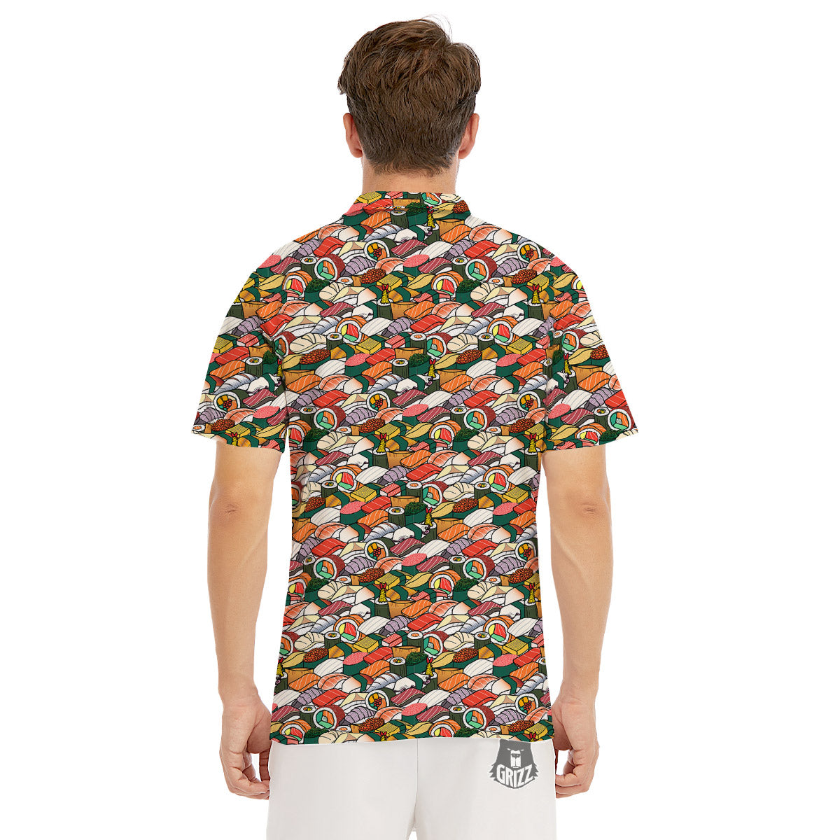 Sushi Japanese Colorful Print Pattern Men's Golf Shirts-grizzshop
