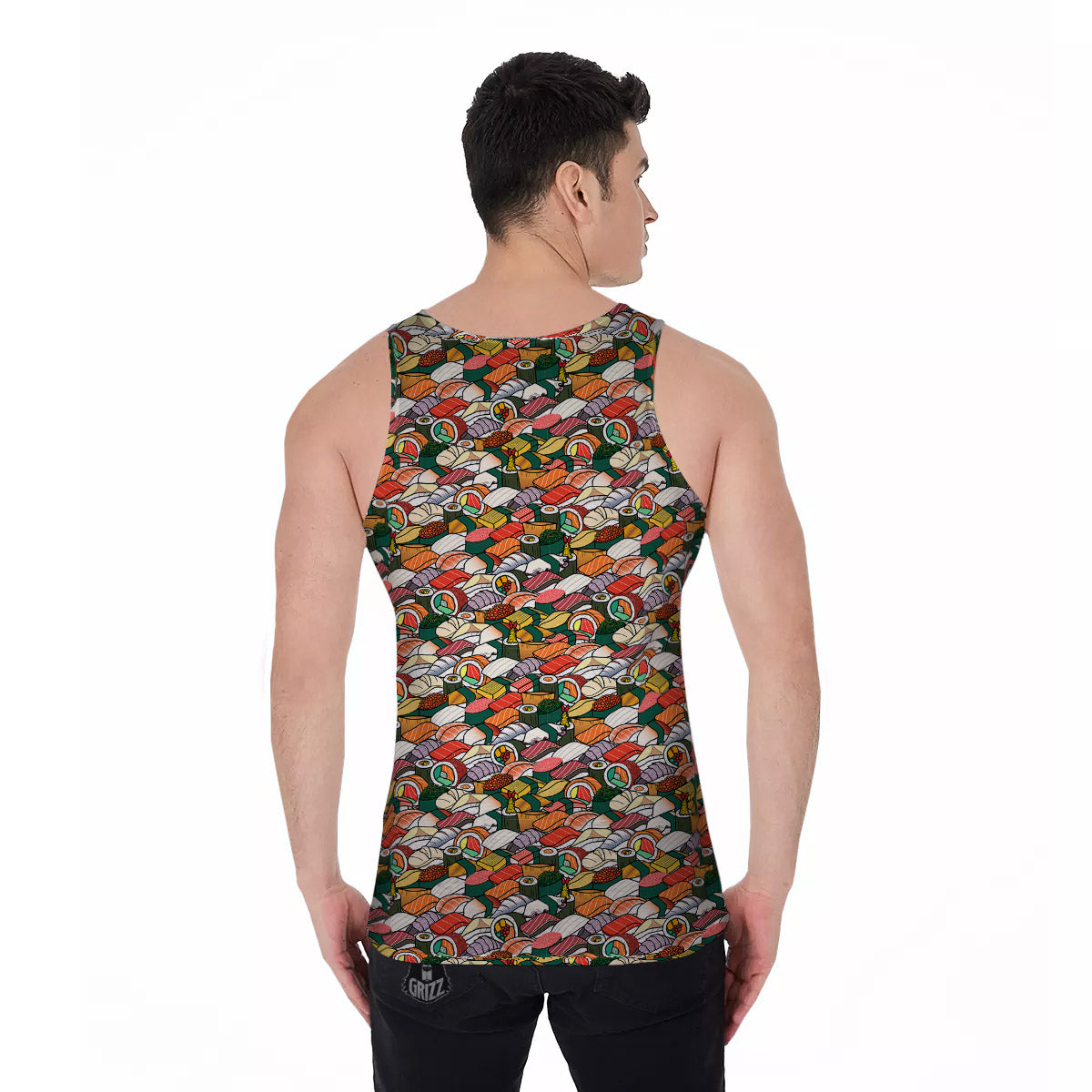 Sushi Japanese Colorful Print Pattern Men's Tank Top-grizzshop