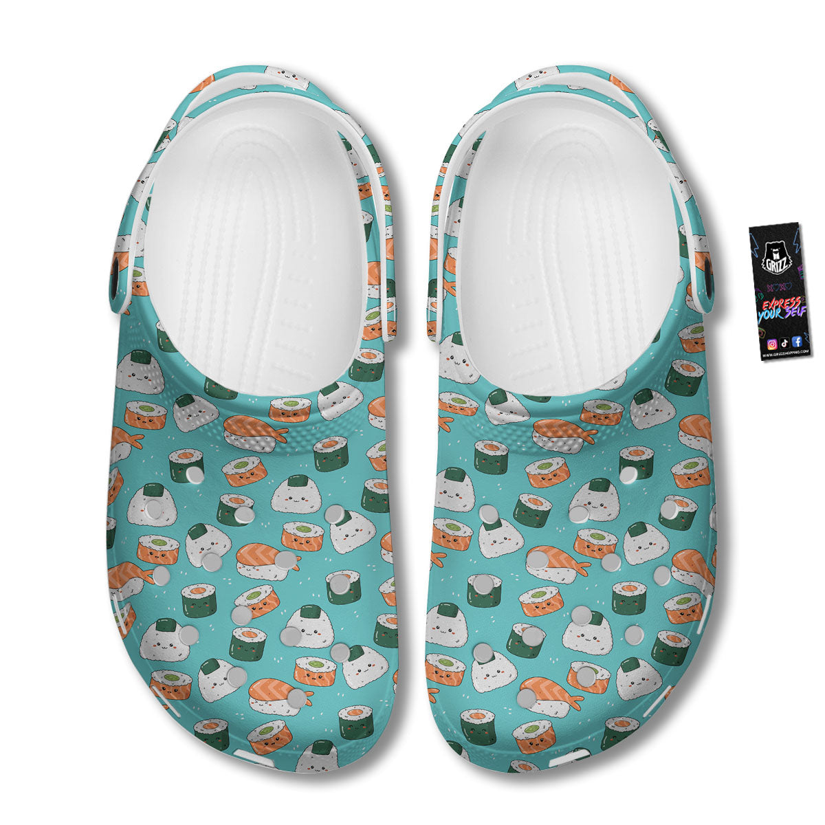 Sushi Kawaii Japanese Print Pattern Clog-grizzshop