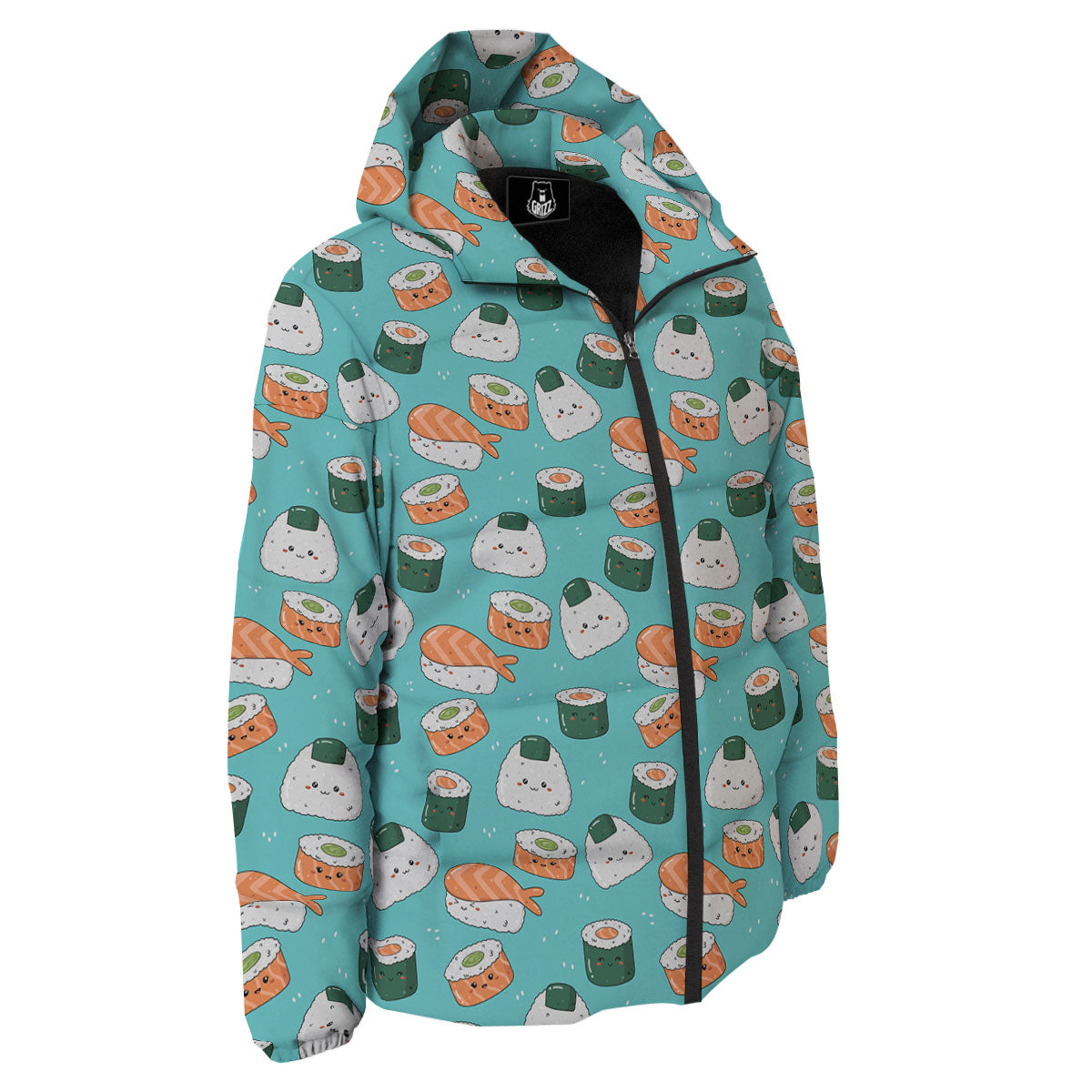 Sushi Kawaii Japanese Print Pattern Down Jacket-grizzshop