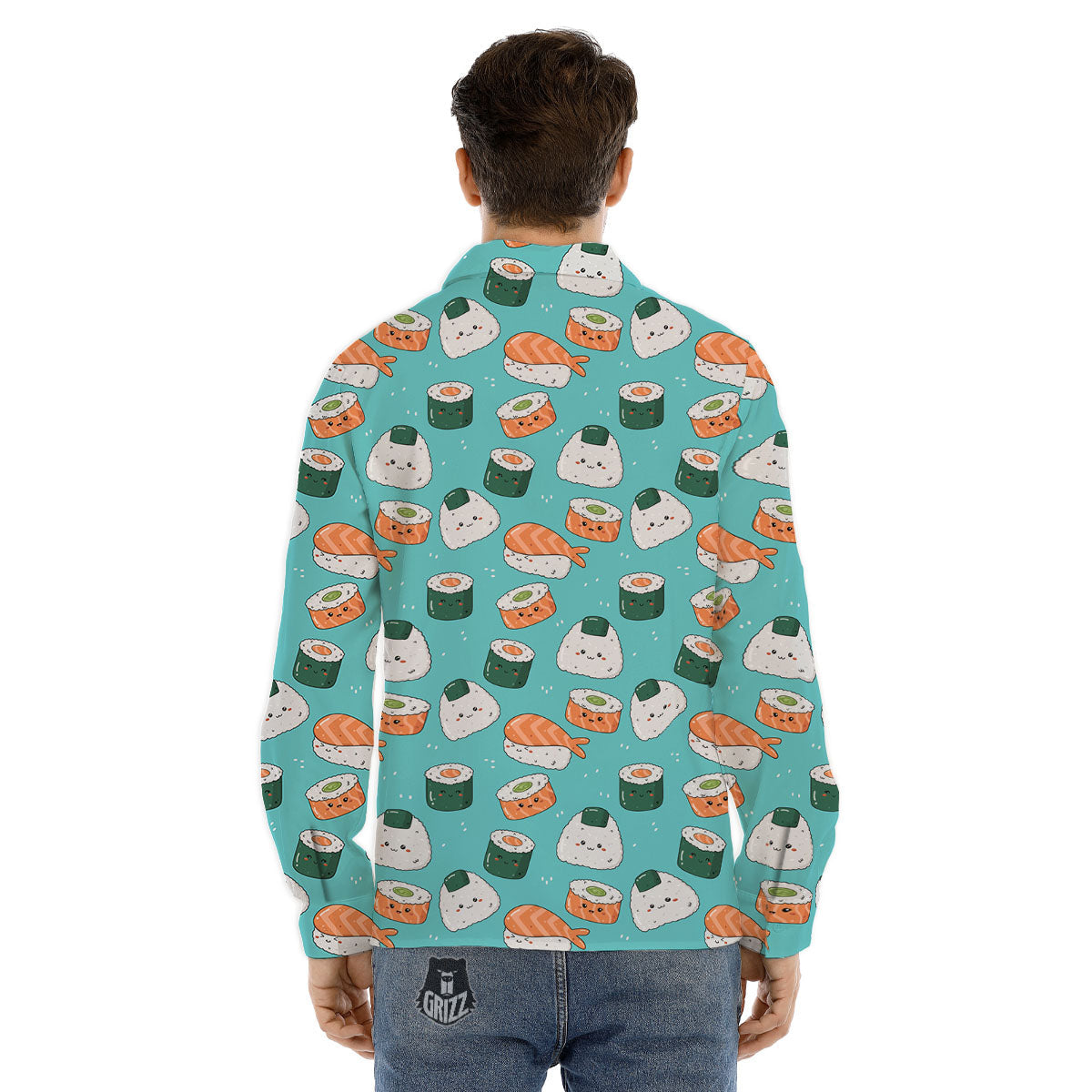 Sushi Kawaii Japanese Print Pattern Men's Dress Shirts-grizzshop