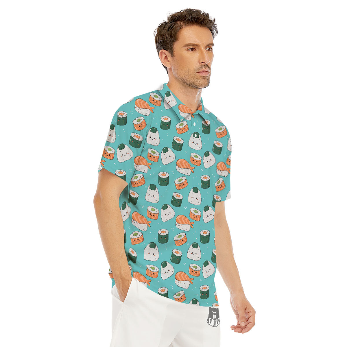 Sushi Kawaii Japanese Print Pattern Men's Golf Shirts-grizzshop