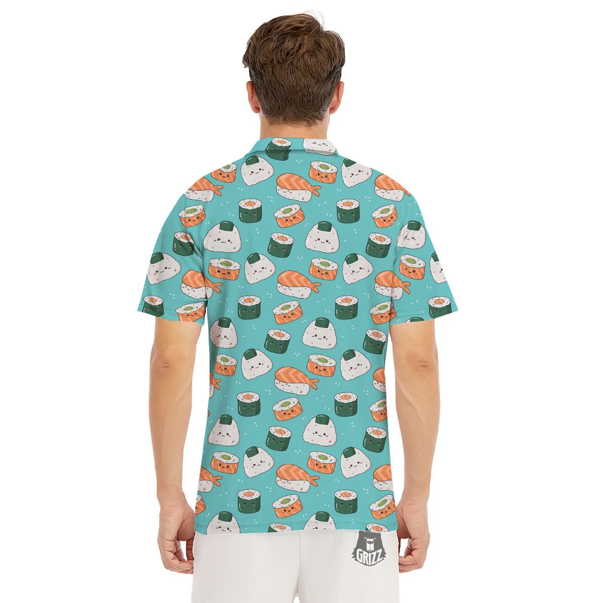 Sushi Kawaii Japanese Print Pattern Men's Golf Shirts-grizzshop