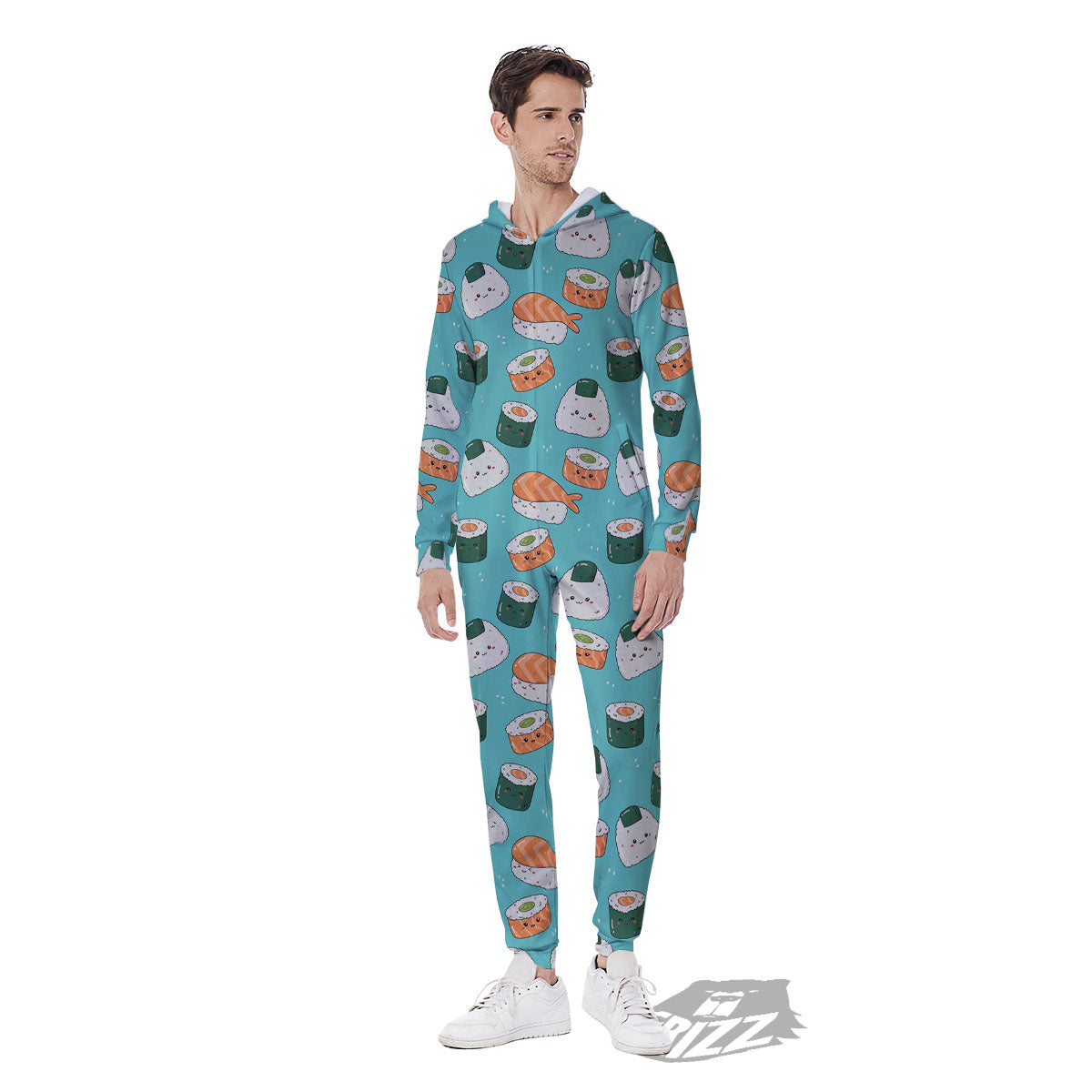 Sushi Kawaii Japanese Print Pattern Men's Jumpsuit-grizzshop