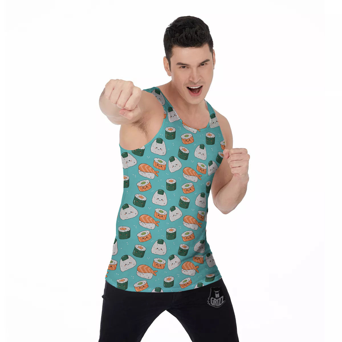 Sushi Kawaii Japanese Print Pattern Men's Tank Top-grizzshop
