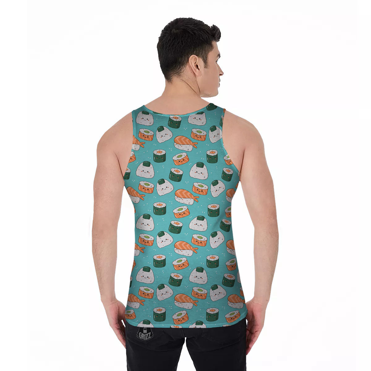 Sushi Kawaii Japanese Print Pattern Men's Tank Top-grizzshop