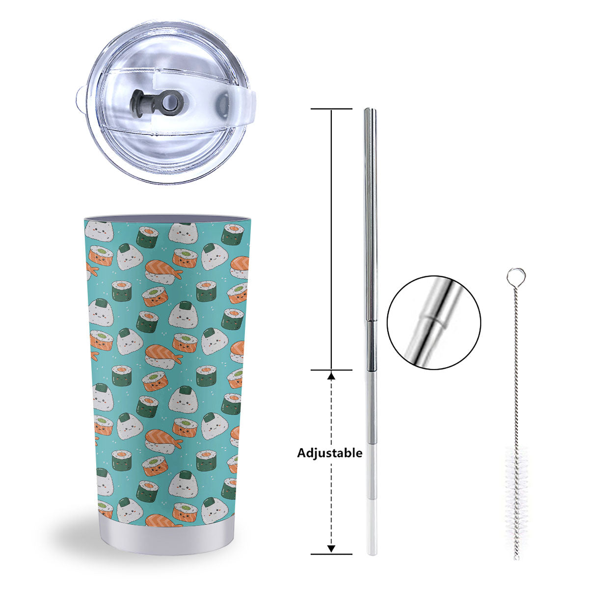 Sushi Kawaii Japanese Print Pattern Tumbler-grizzshop
