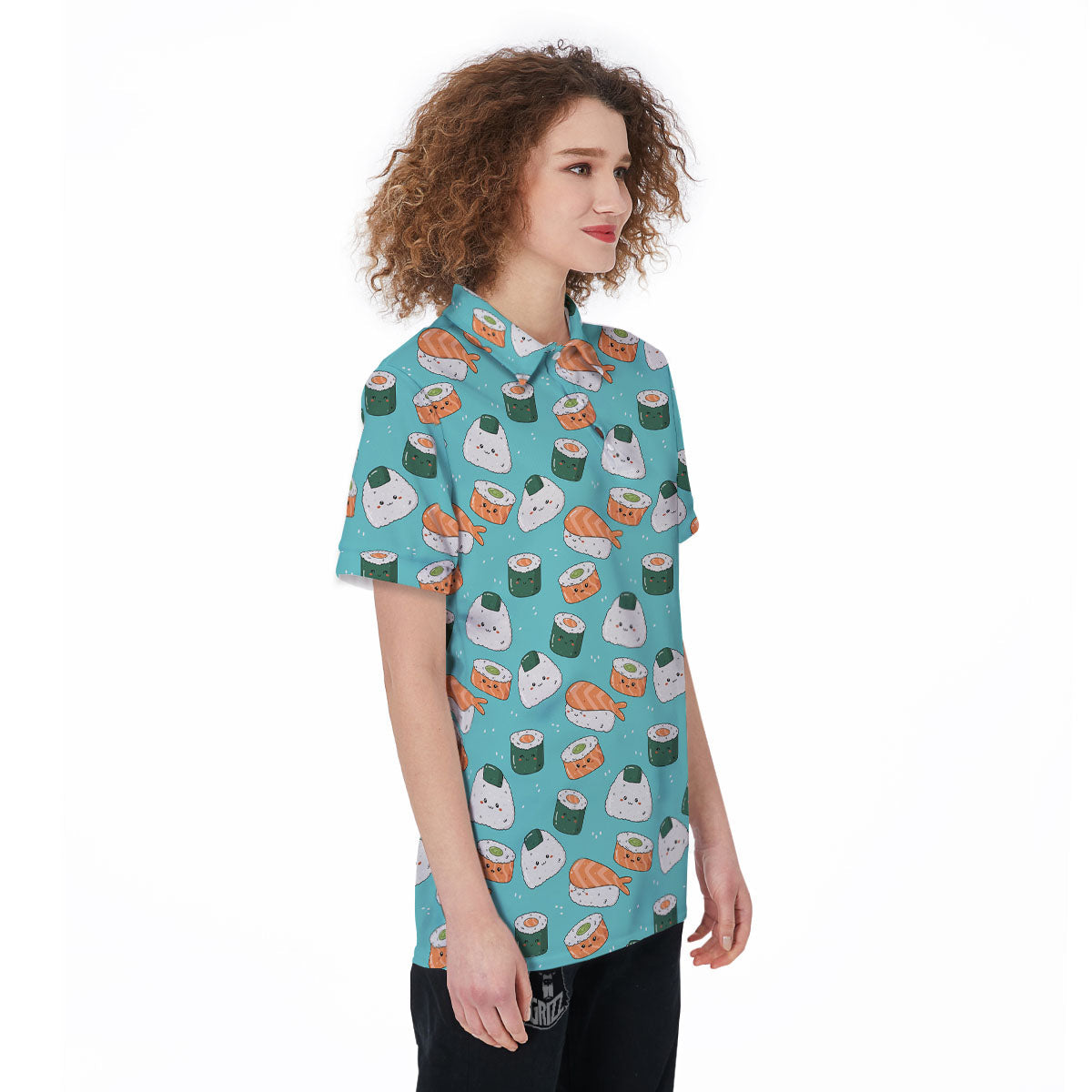 Sushi Kawaii Japanese Print Pattern Women's Golf Shirts-grizzshop