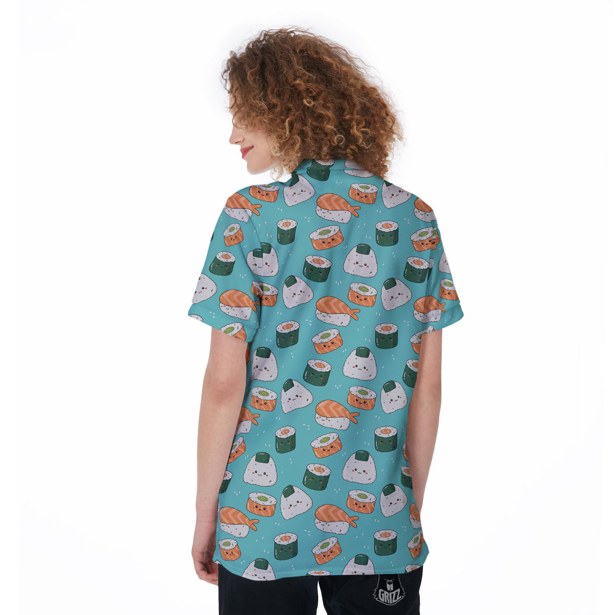 Sushi Kawaii Japanese Print Pattern Women's Golf Shirts-grizzshop