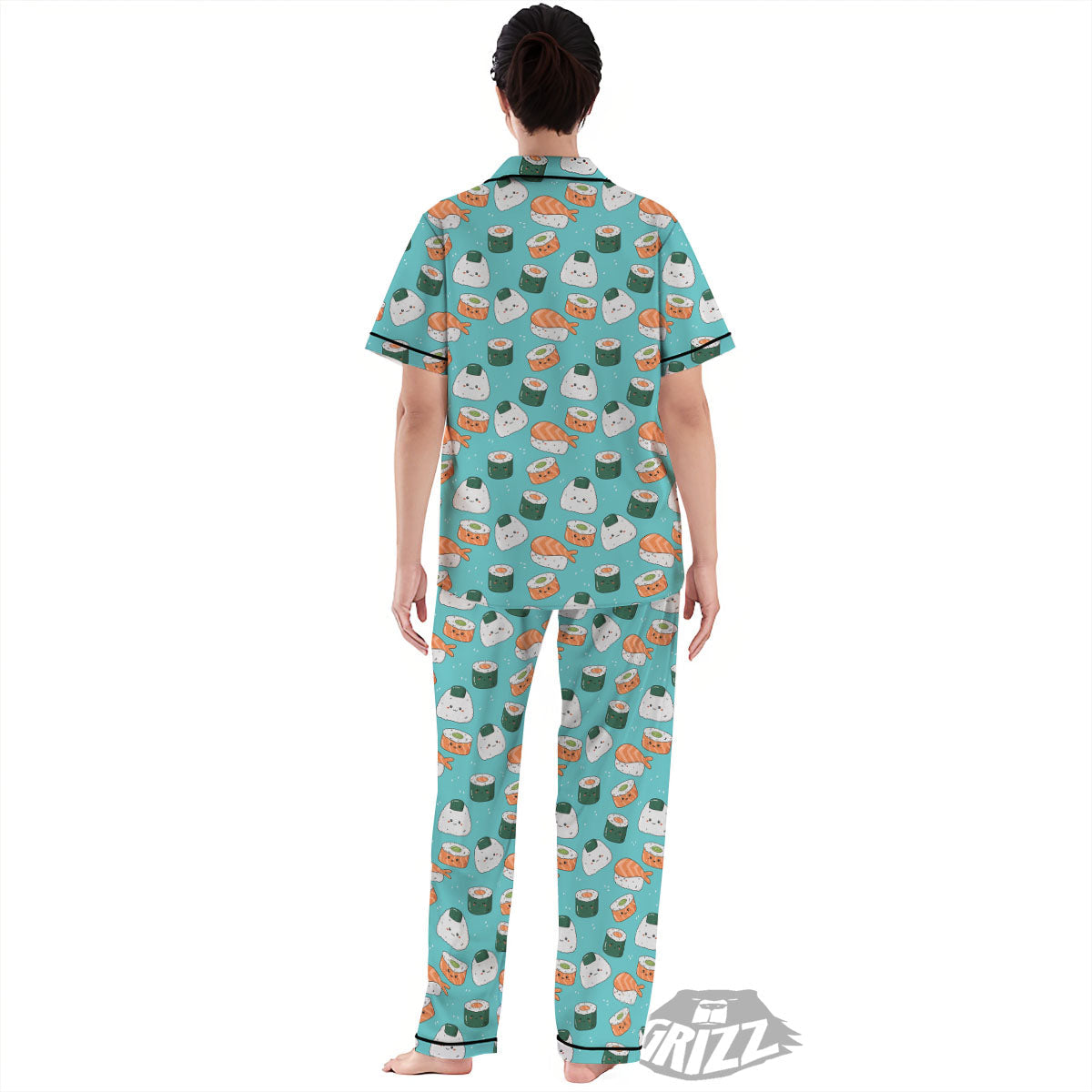 Sushi Kawaii Japanese Print Pattern Women's Pajamas Set-grizzshop