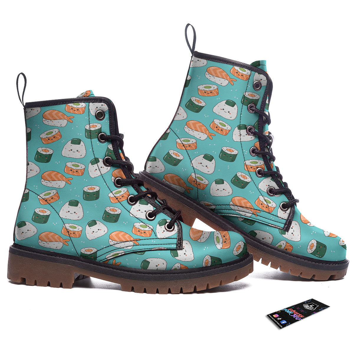 Sushi Kawaii Japanese Print Pattern Work Boots-grizzshop