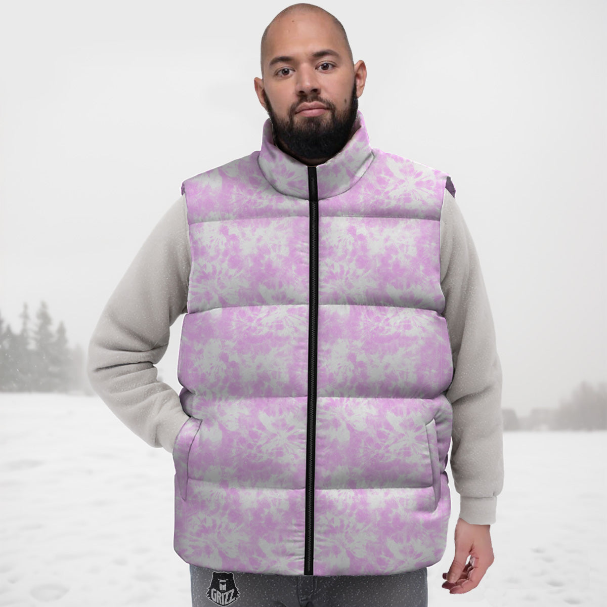 Sushi Pattern Print Down Vest-grizzshop