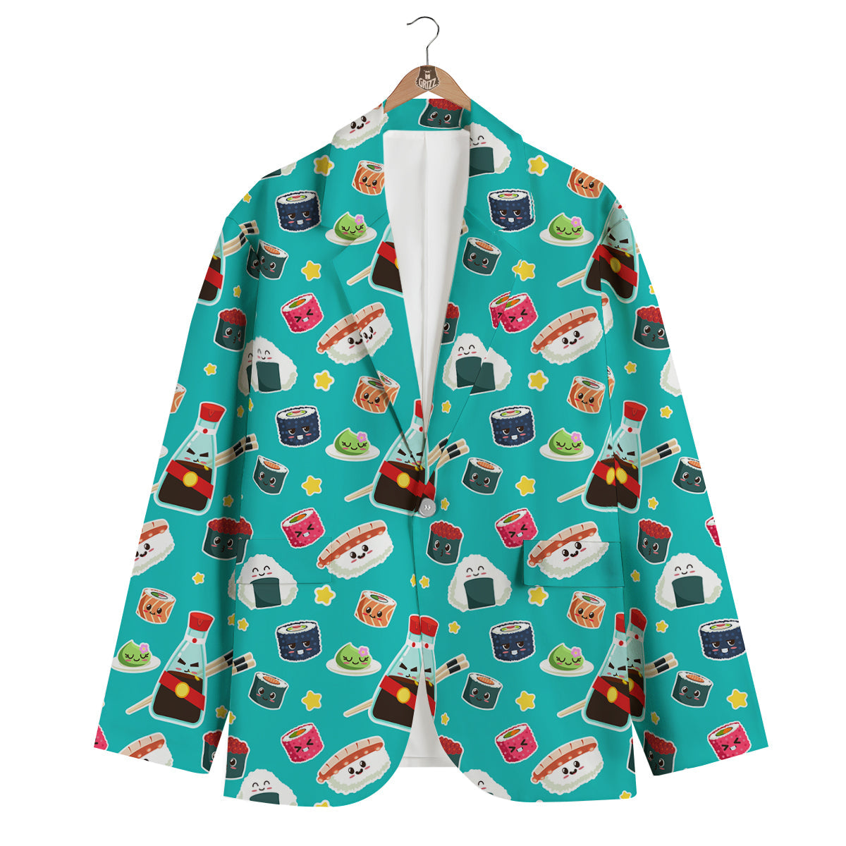 Sushi Pattern Print Men's Blazer-grizzshop