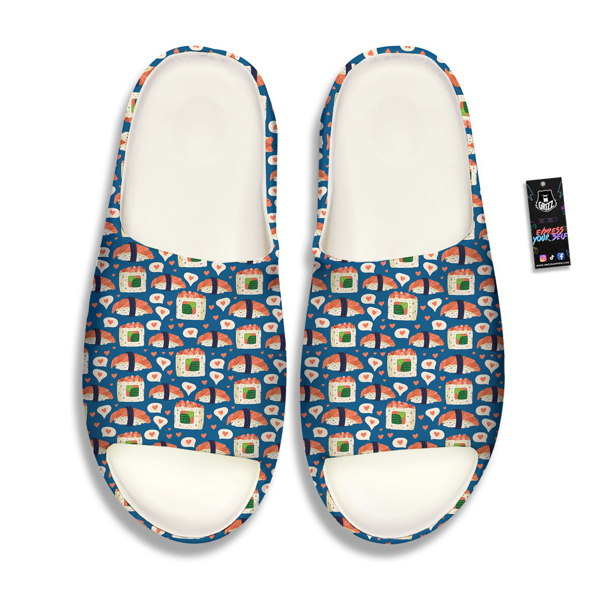 Sushi Doodle Japanese Print Pattern Sandals-grizzshop