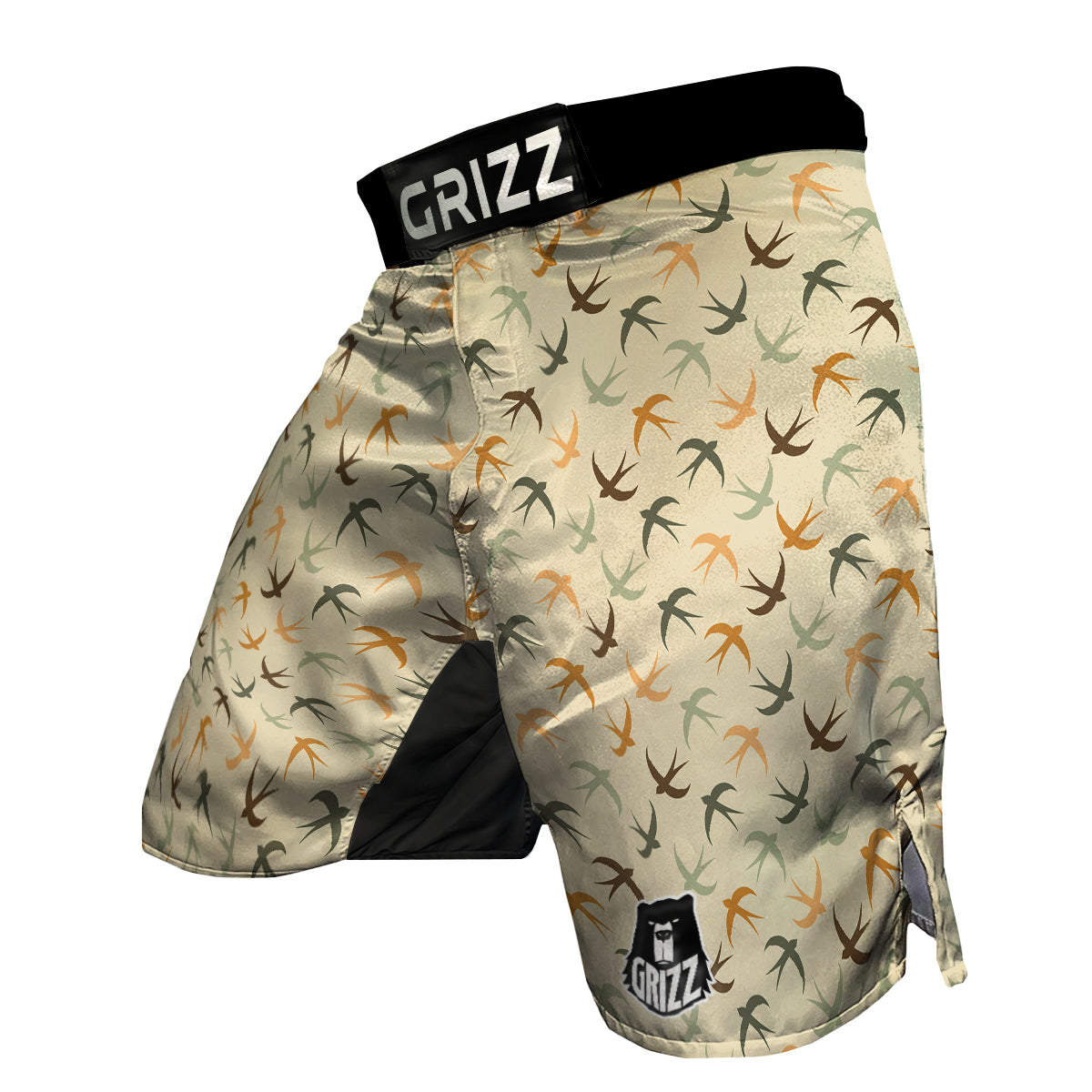 Swallow Beige Color Print Pattern MMA Shorts-grizzshop
