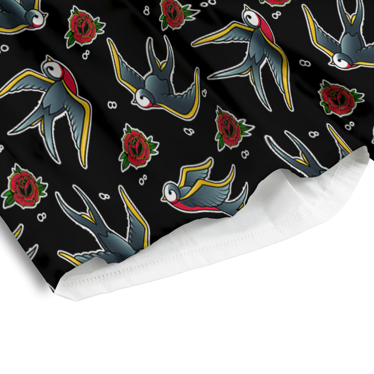 Swallows And Roses Tattoo Print Pattern Men's Athletic Shorts