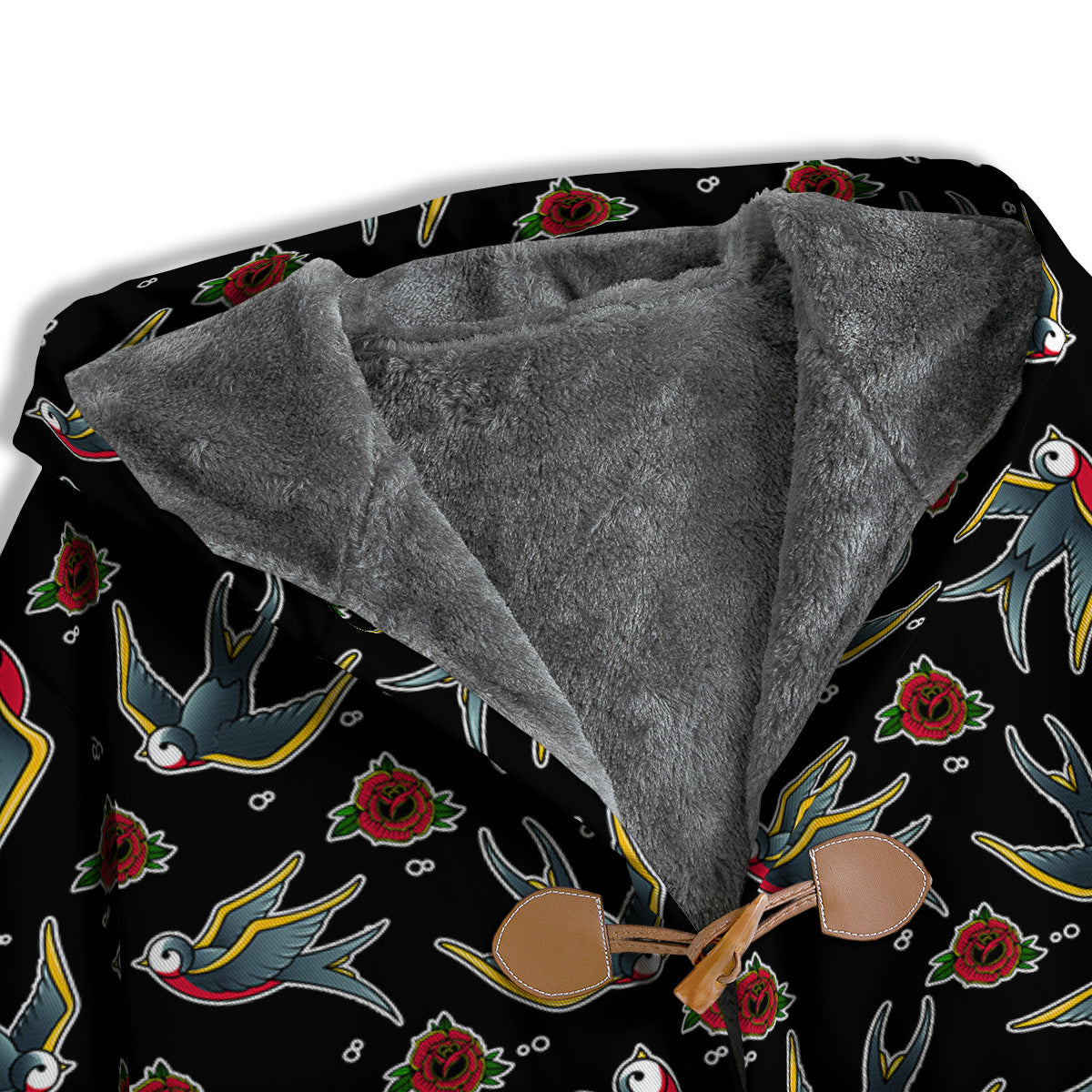 Swallows And Roses Tattoo Print Pattern Men's Windbreaker Jacket-grizzshop