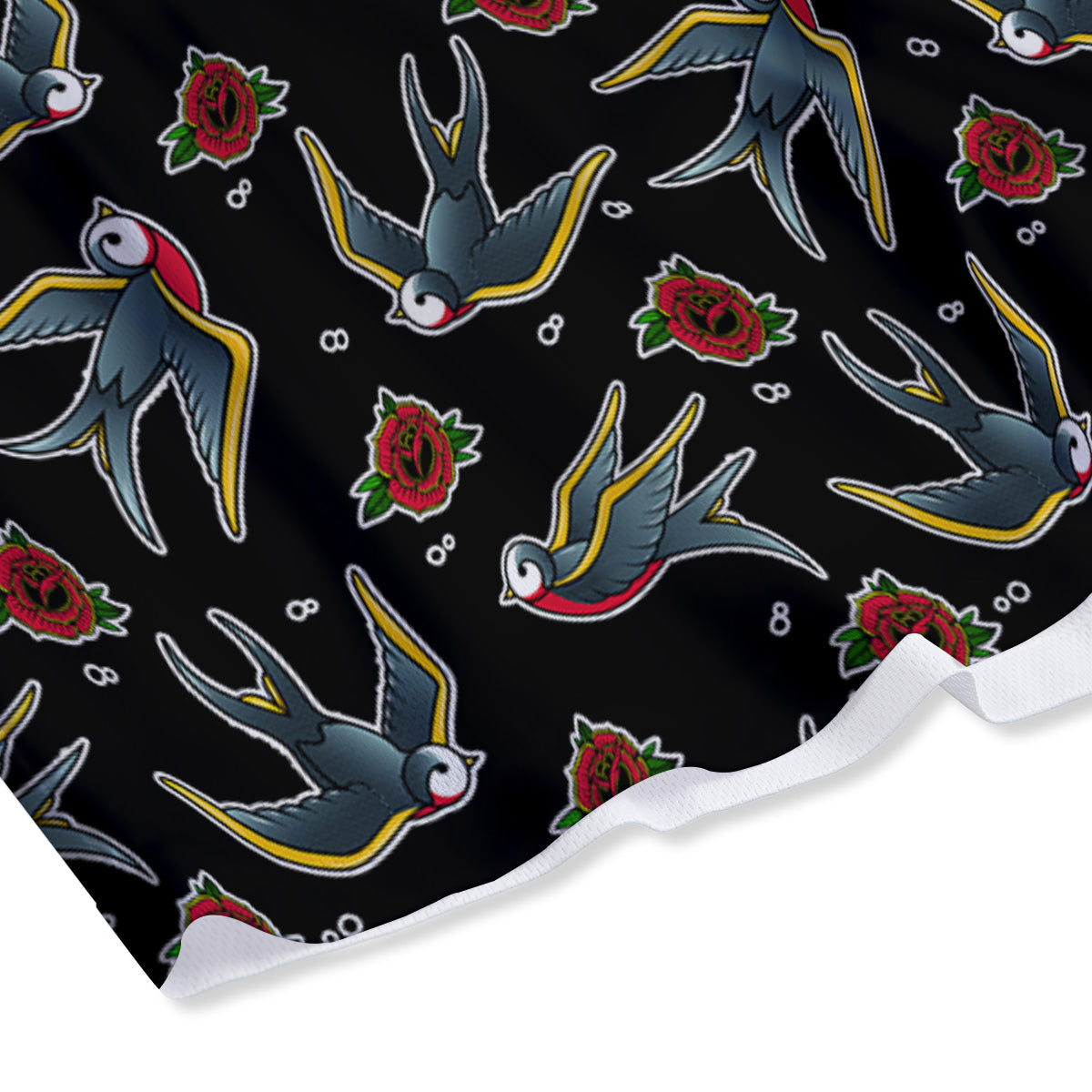 Thai Black And Gold Print Pattern Mesh Shorts