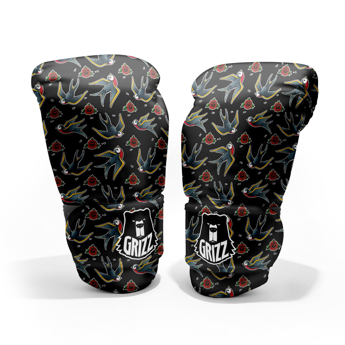 Swallows And Roses Tattoo Print Pattern Pro Boxing Glove