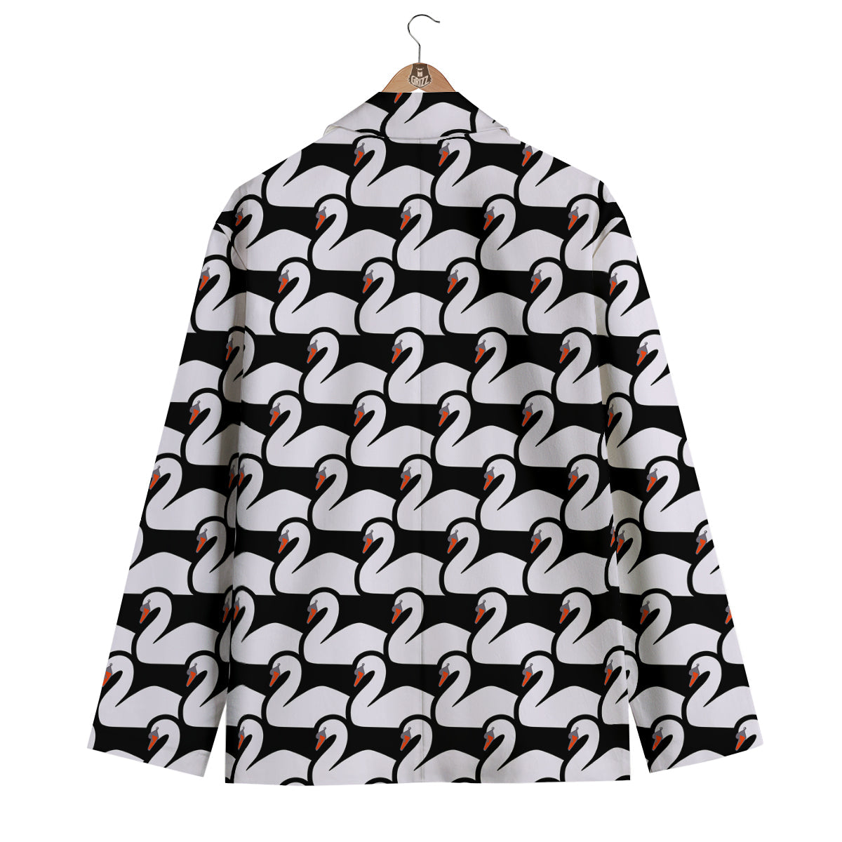 Swan Pattern Print Men's Blazer-grizzshop