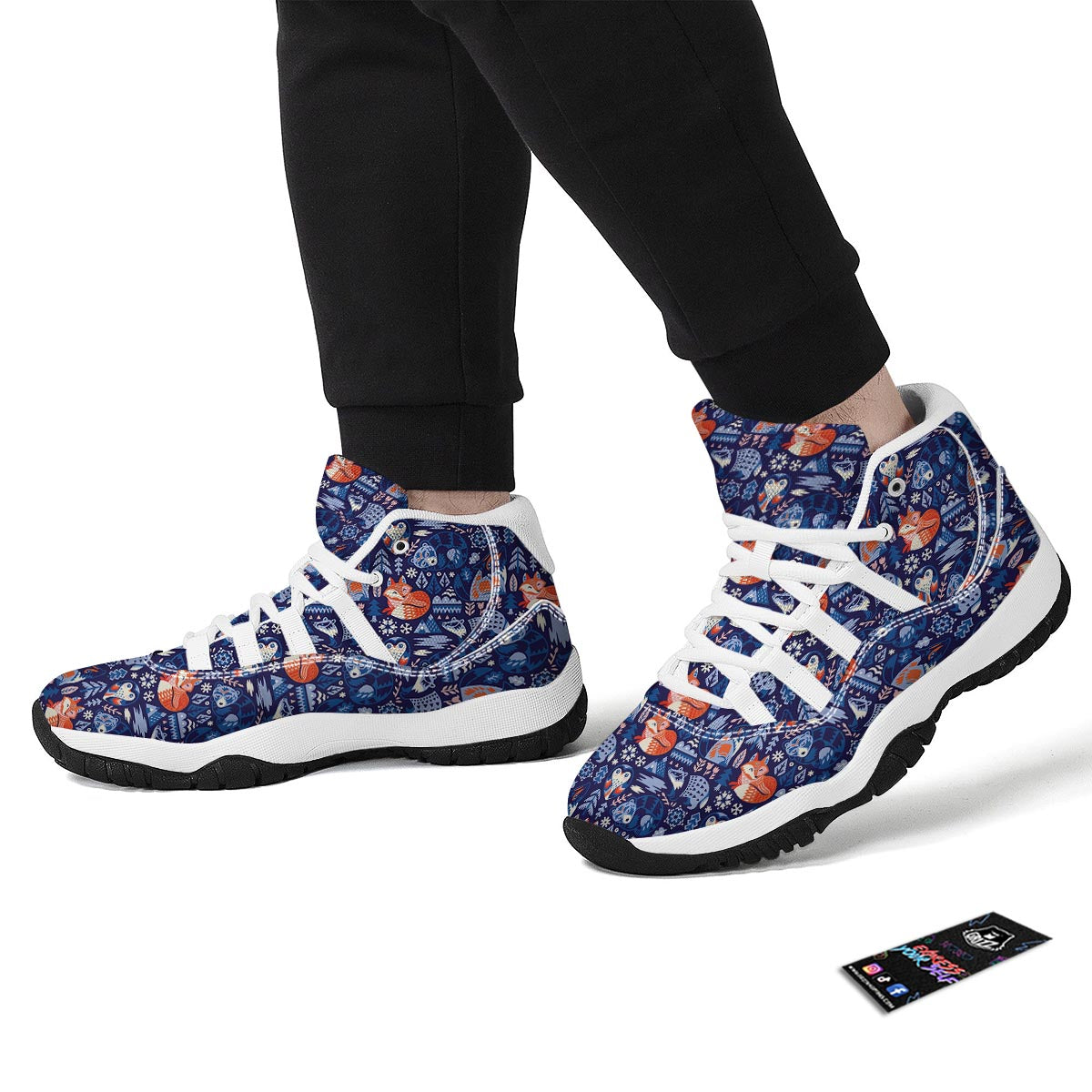 Swedish Animal Pattern Print White Bball Shoes-grizzshop