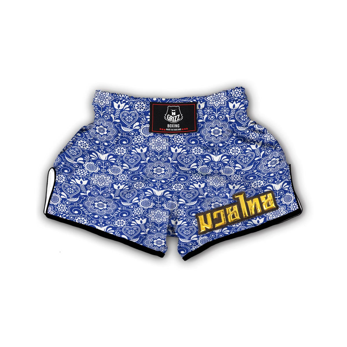 Swedish Floral Pattern Print Muay Thai Boxing Shorts-grizzshop