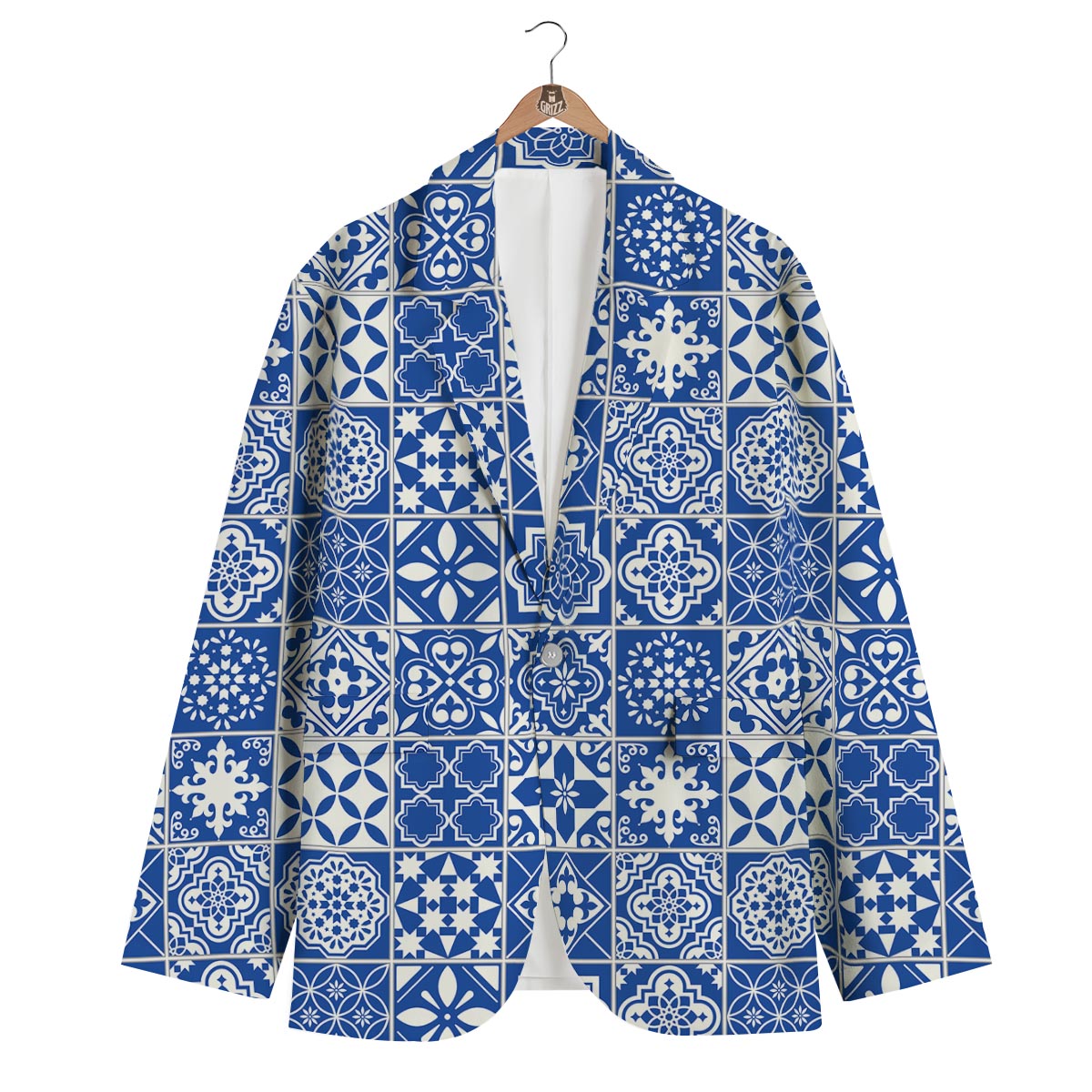 Swedish Print Pattern Men's Blazer-grizzshop