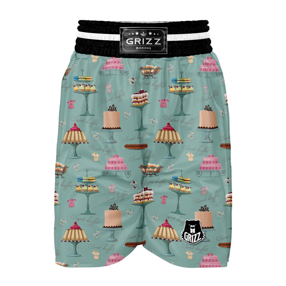 Sweet Cake Pattern Print Boxing Shorts-grizzshop