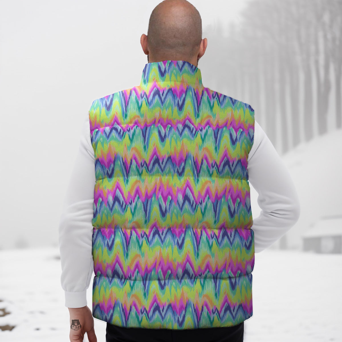 Sweet Cake Pattern Print Down Vest-grizzshop