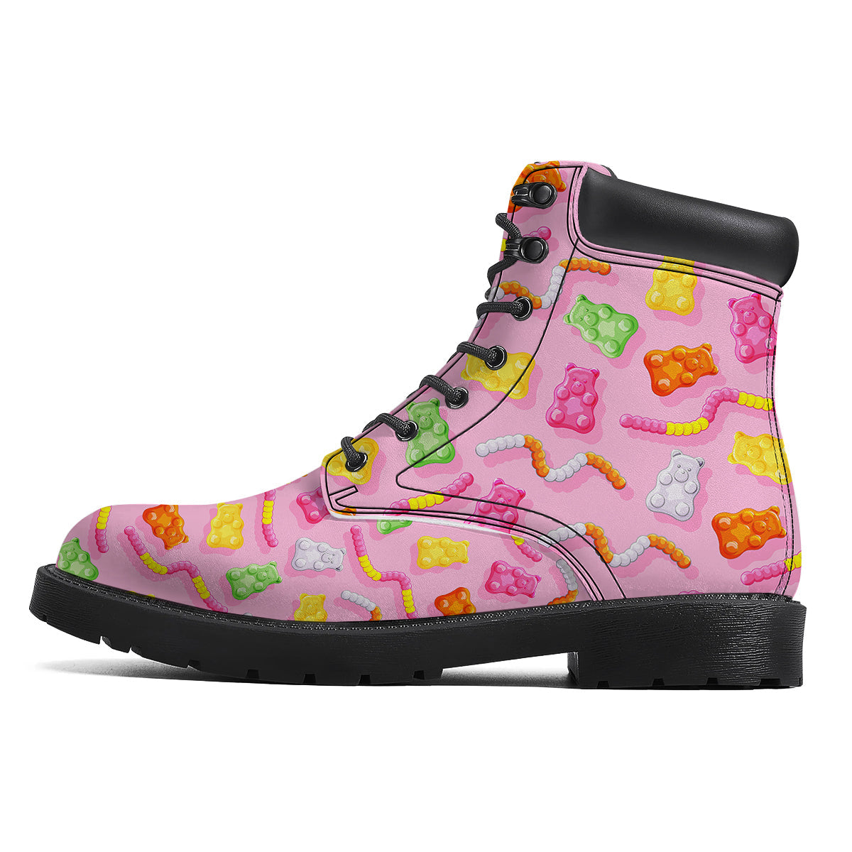 Sweet Gummy Bears And Worms Print Pattern Boots-grizzshop